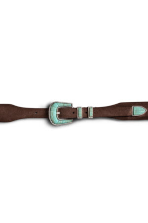 Ceinture Silver Ostrich Soft Turquoise brown