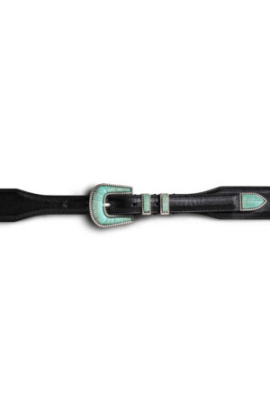Ceinture Silver Ostrich Soft Turquoise black