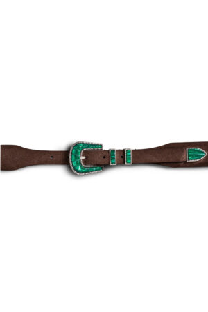 Ceinture Silver Ostrich Emerald Green brown
