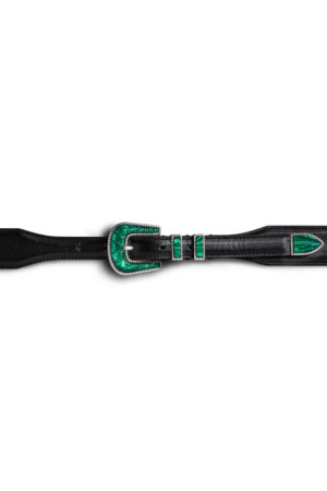 Ceinture Silver Ostrich Emerald Green black