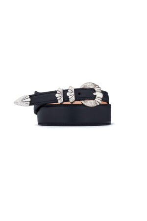 Ceinture Silver Ostrich Black Calfskin