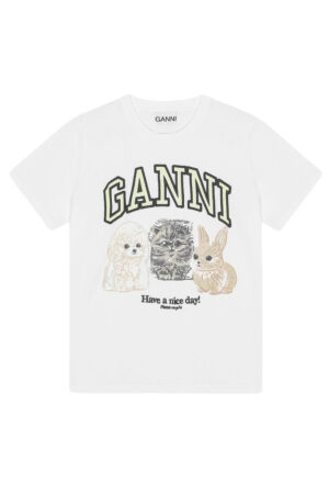 T-shirt Animaux Ganni Blanc