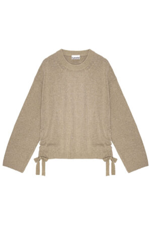 Pull col rond beige avec noeuds Ganni