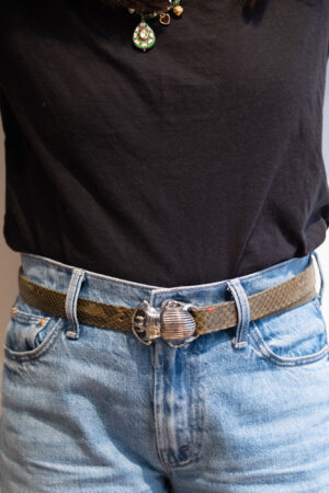 Ceinture Baby Scarabée Claris Virot PM Kaki argent