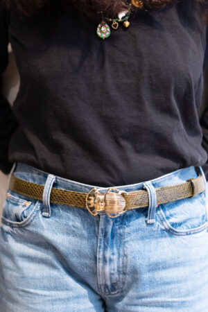 Ceinture Baby Scarabée Claris Virot PM kaki dorée