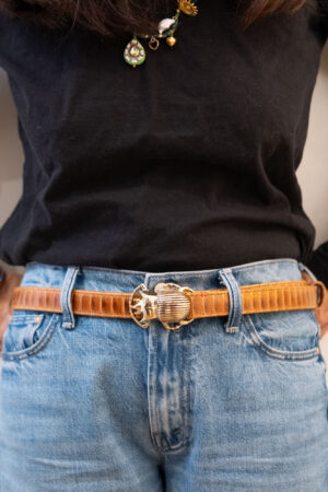 Ceinture Baby Scarabée Claris Virot PM Croco Moka Doré