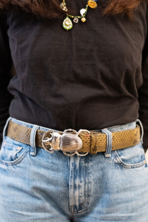 Ceinture Scarabée Claris Virot GM Kaki Argent