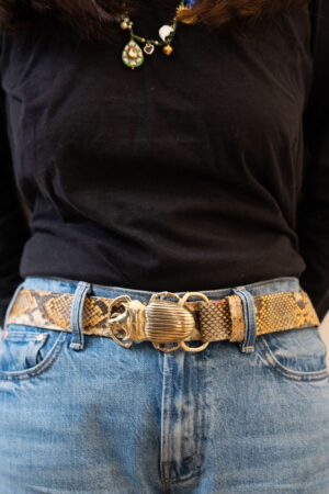 Ceinture Scarabée Claris Virot GM Python ranch Doré