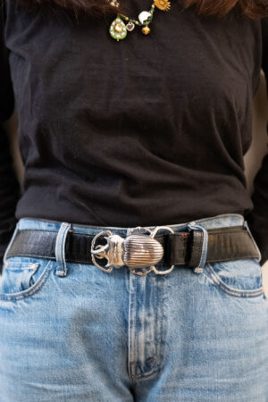 Ceinture Scarabée Claris Virot GM Croco Noir