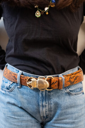 Ceinture Scarabée Claris Virot GM Moka Doré