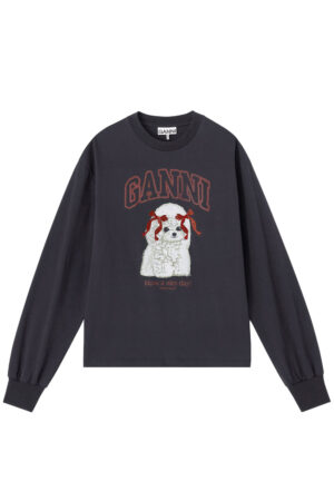 T-shirt manches longues imprimé chiot Ganni