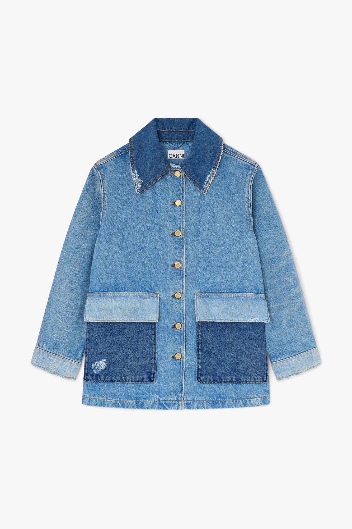 Veste en Denim Patchwork Ganni Bleu Vintage